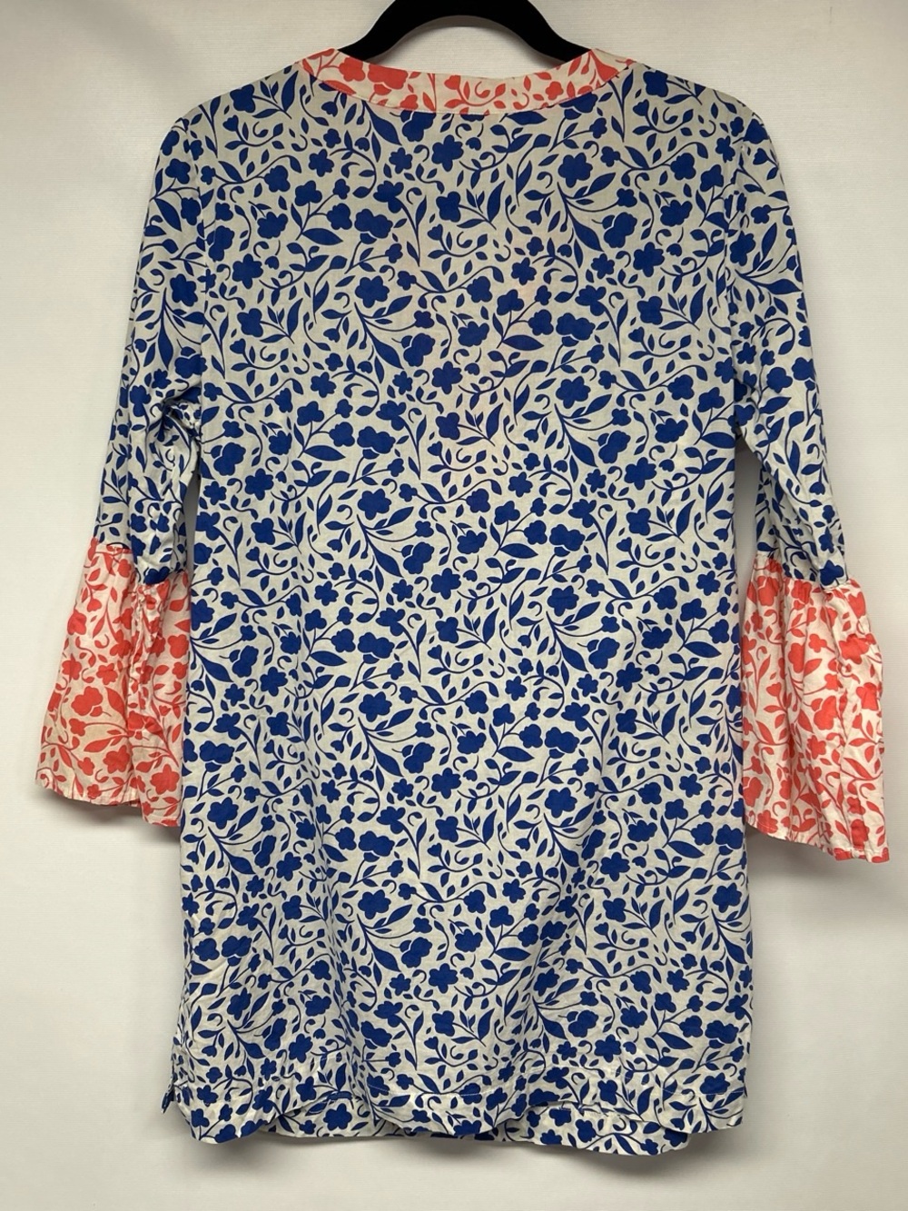 Boden Blue and Coral Floral V-Neck Tunic - Picture 4 of 4